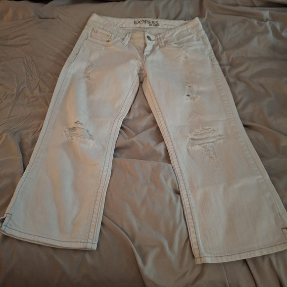 Express Jeans Zelda Crop White Distressed Women Jeans - Picture 3 of 12